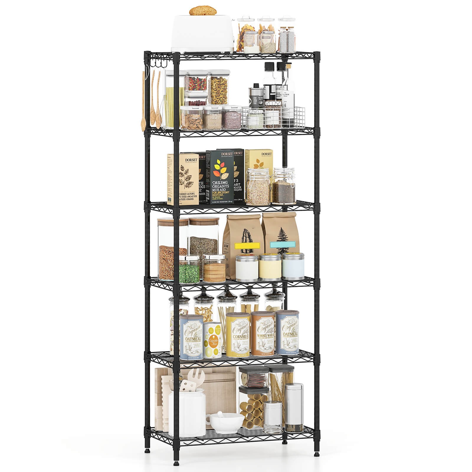 6-Tier Metal Storage Shelving Unit 900 LBS Storage Organizer with V-Shaped Rack