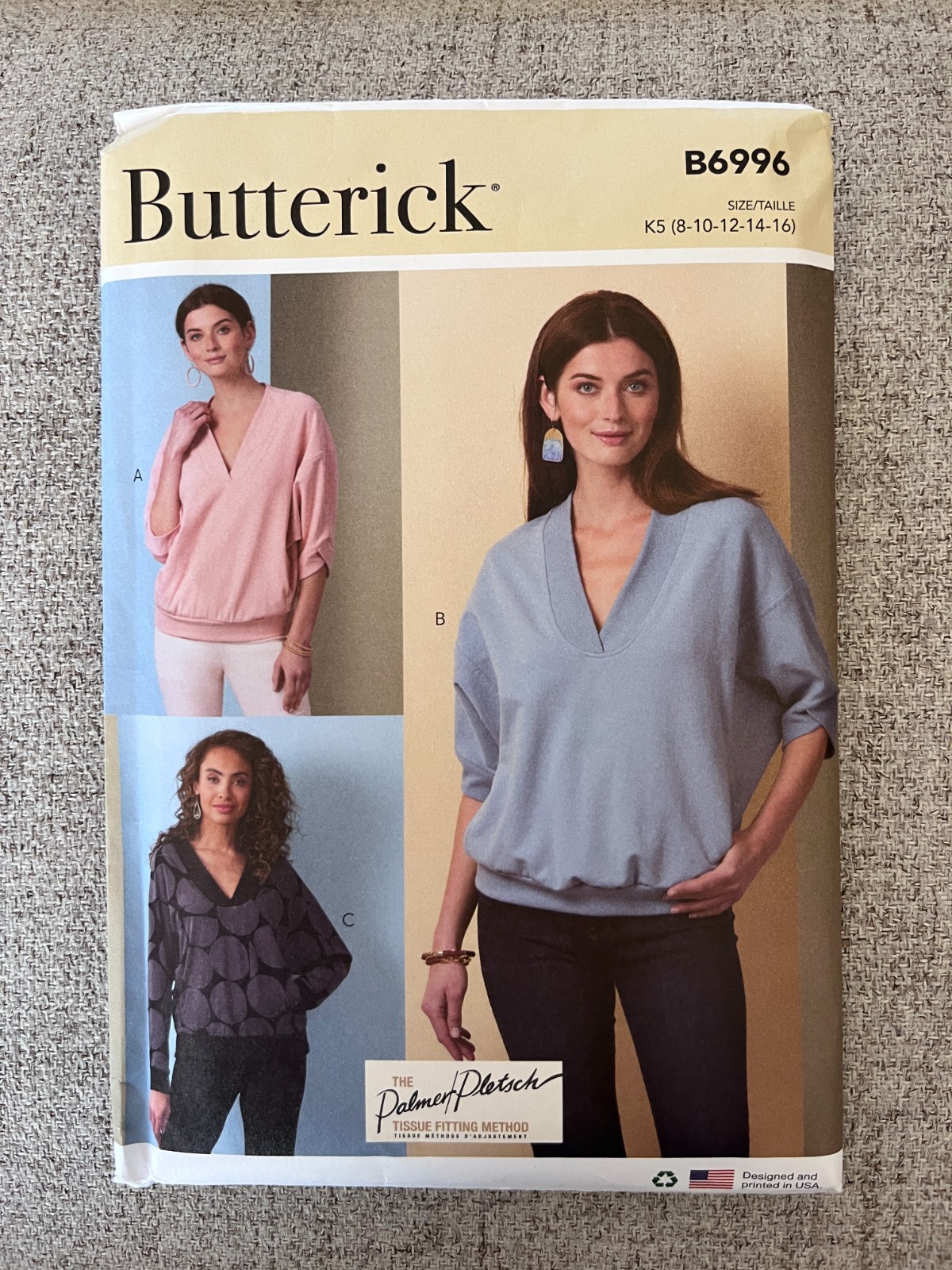 Butterick B6996 Misses' Knit Tops K5 (8-16) - New and Uncut
