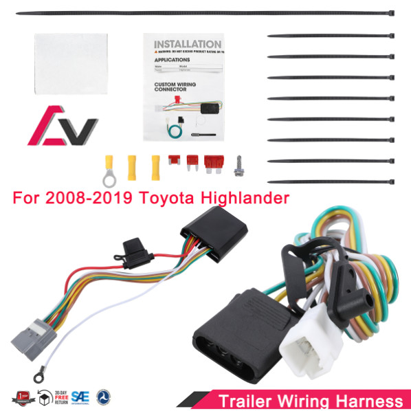 Towing Wiring 4-pin for 2008-2019 Toyota Highlander  Trailer Hitch Connector