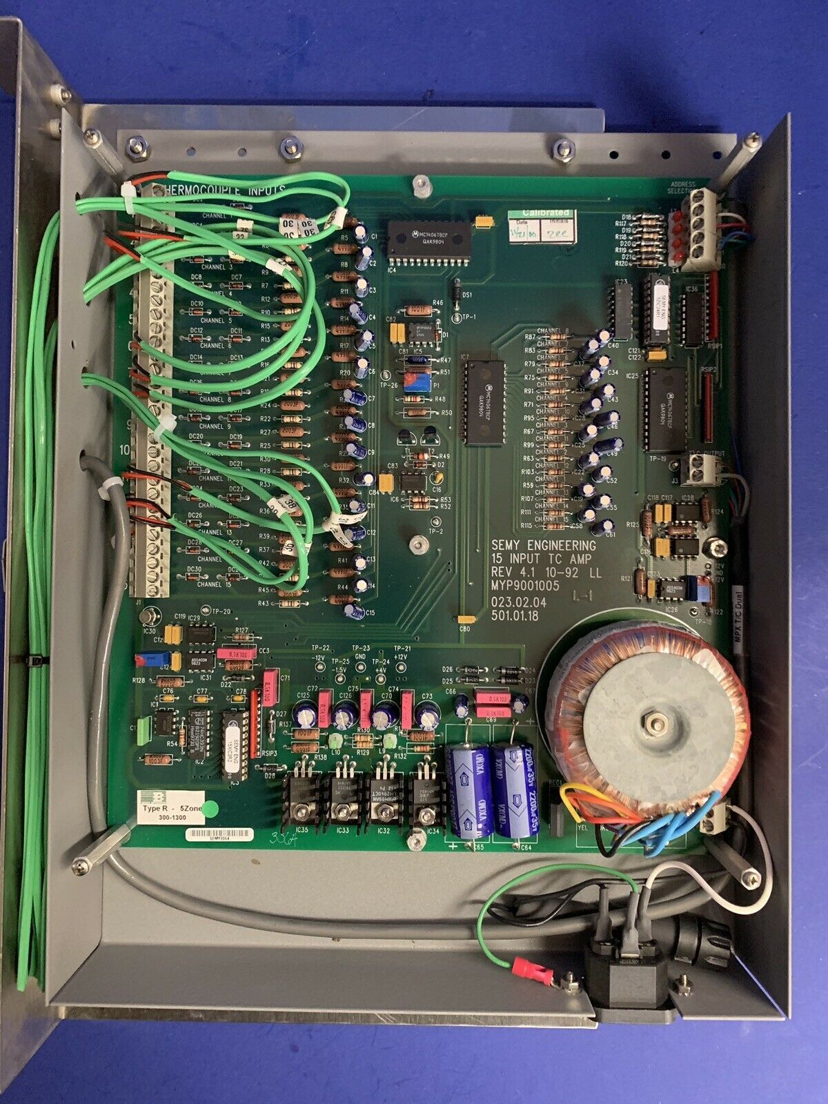 SEMY ENGINEERING MYP9001005 T/C Amplifier, 15 Input Type R, Used