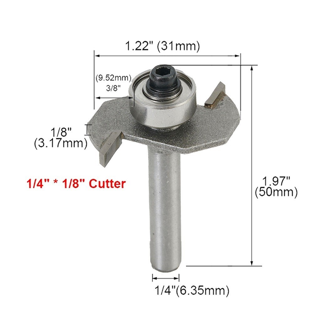 T Slot Router Bit 1/4in Shank 1/8in Cutting Depth 2 Flutes HSS Cutter Grooving