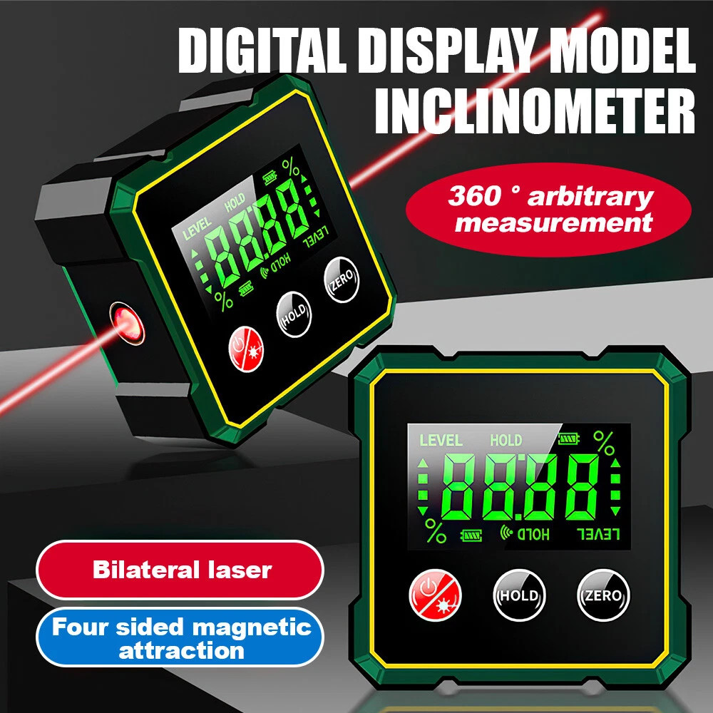 Digital Angle Finder with Electronic Laser - 4-side Strong Magnetic Angle Gauge~