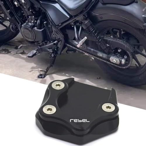 Motorcycle CNC Foot Side Stand Pad Plate Kickstand Enlarger Support Black