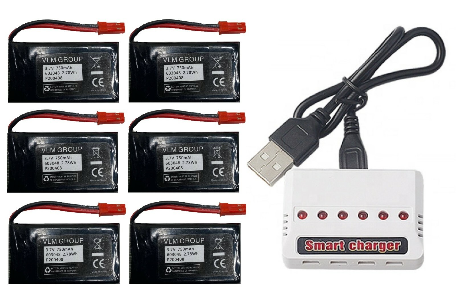 Sky Viper Drone 6 Batteries +Charger v2400hd v2450fpv s1700 s1750 v2450GPS Furry