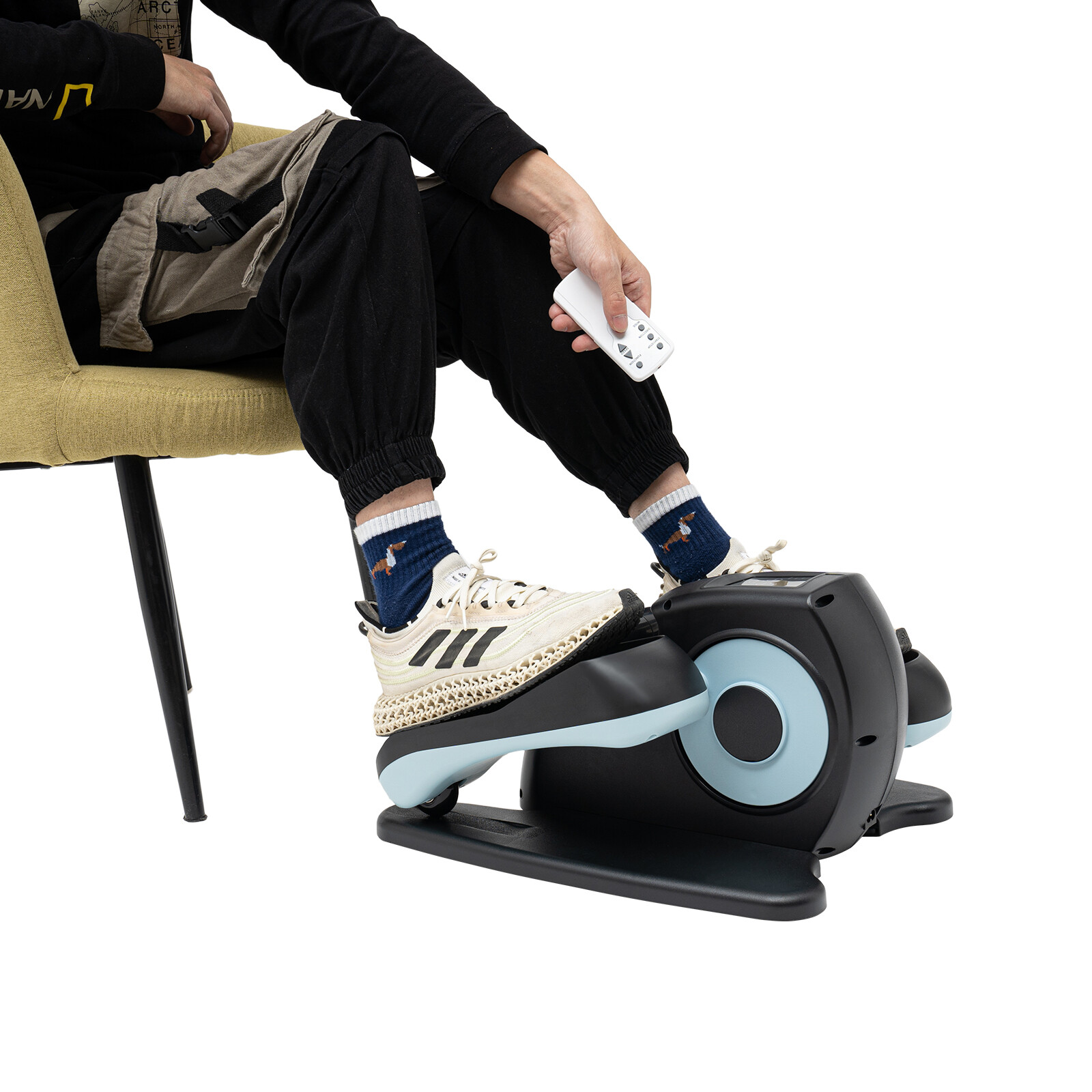 Under Desk Electric Elliptical Pedal Trainer LCD Display Leg Exercise w/ Remote