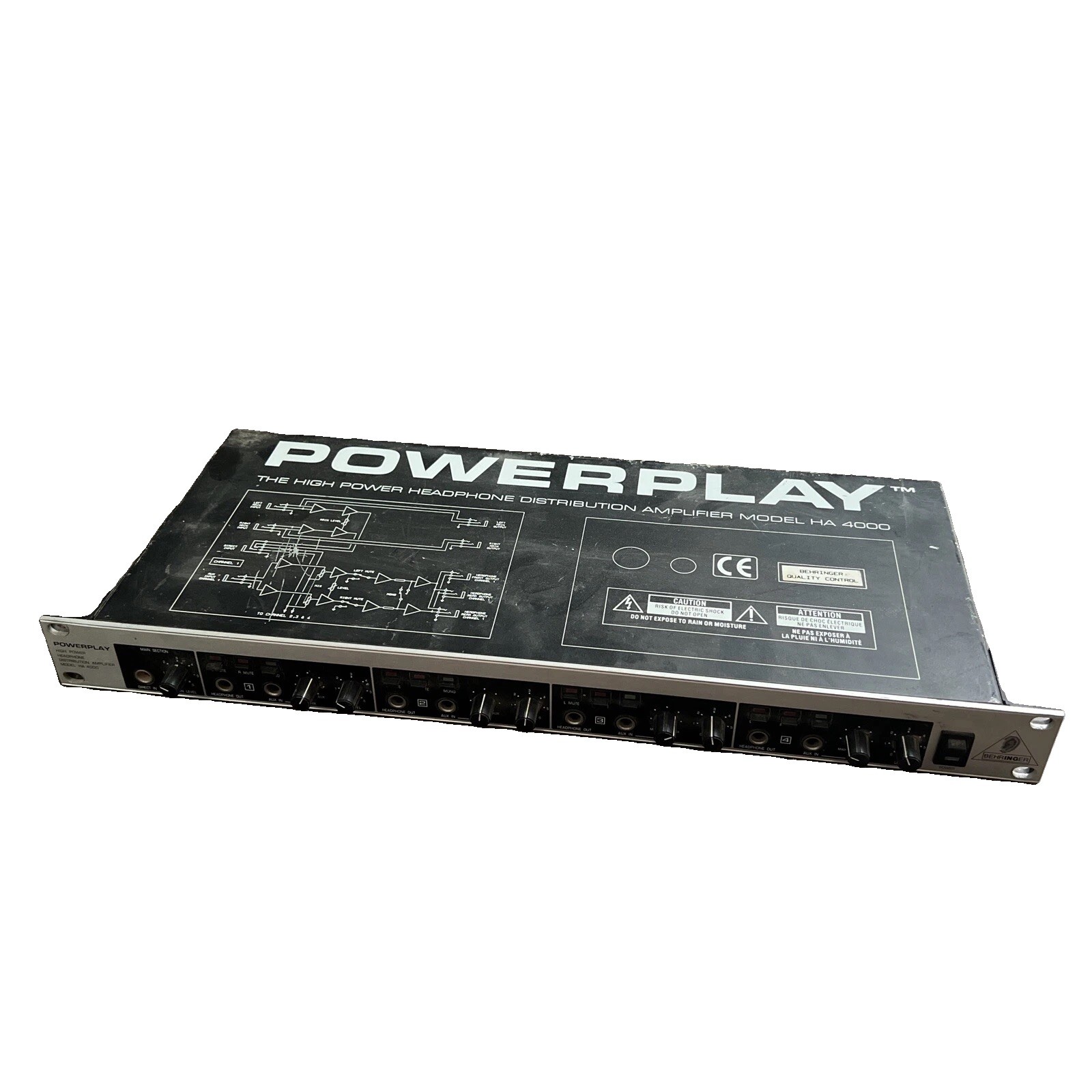 Behringer HA4000 Powerplay Pro 4 Channel Headphone Amplifier NO POWER CORD