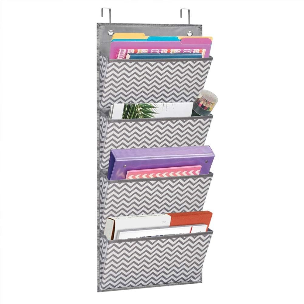 Eamay Wall Mount/Over Door File Hanging Storage Organizer - 4 Large Document ...