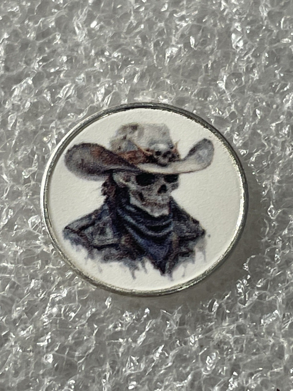 1 Gram .999 Fine Silver, Colorized Cowboy Skull
