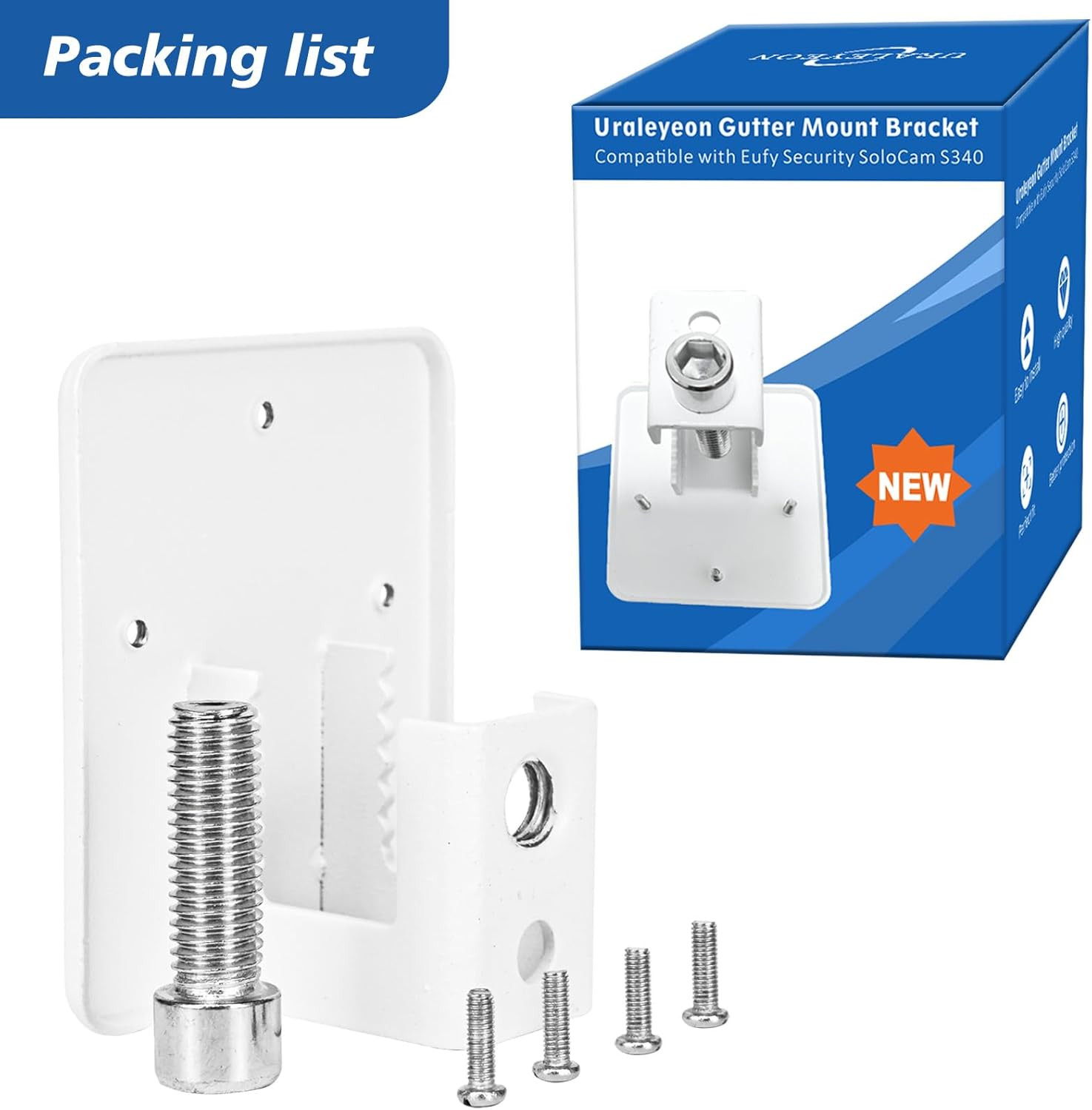 Gutter Mount Bracket for Eufy Security Solocam S340 - Adjustable, Weatherproof,