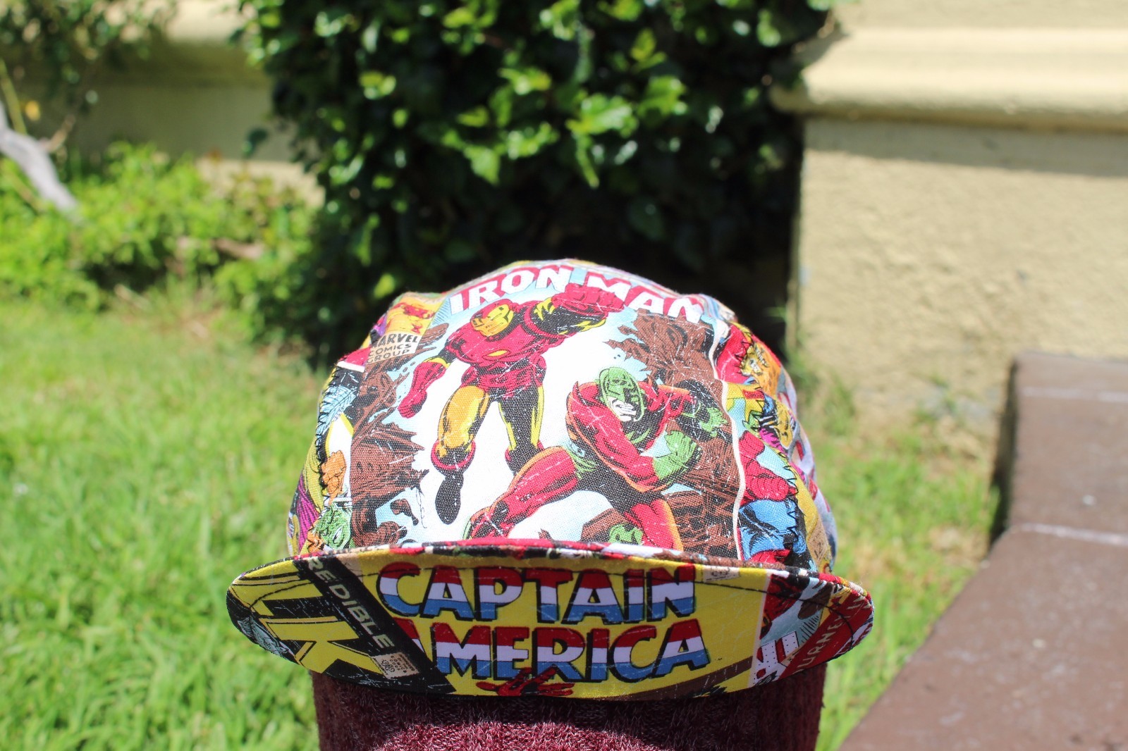 CYCLING CAP MARVEL COMIC HANDMADE IN USA ONE SIZE ANY SIZE