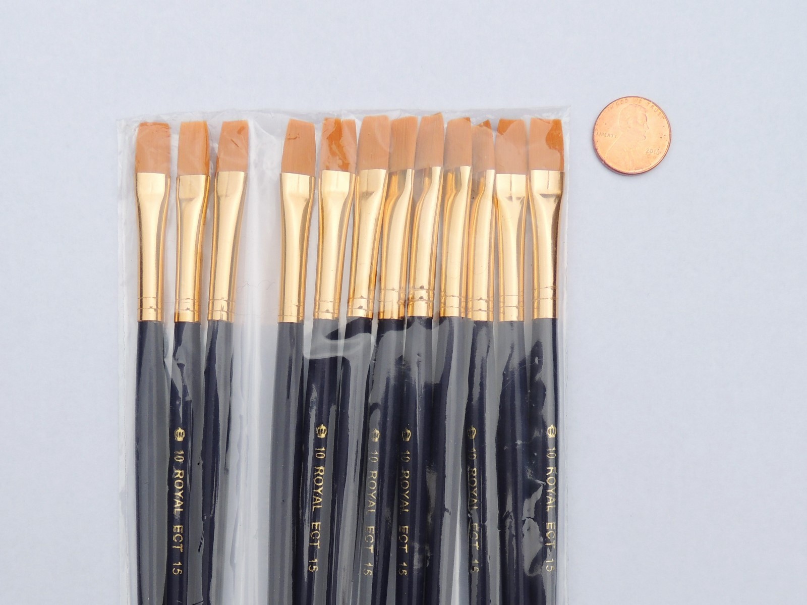 Royal Scholastic Gold Taklon Economy Shader Paint Brush 12PC Set-2,4,6,8 or 10