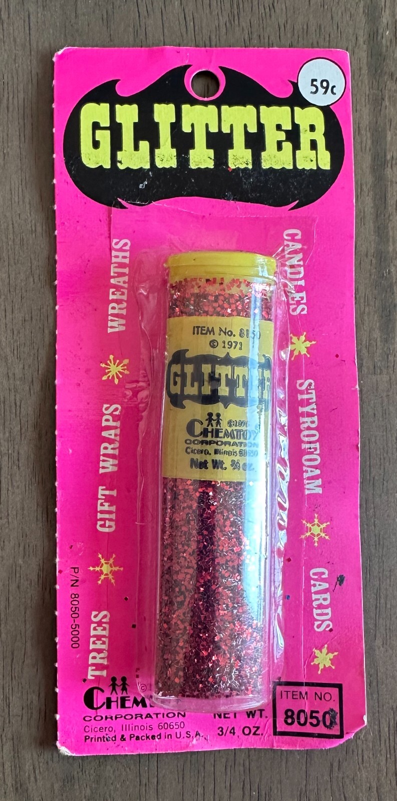 Vintage Chemtoy Red Glitter Shaker Tube 1971 NEW NOS