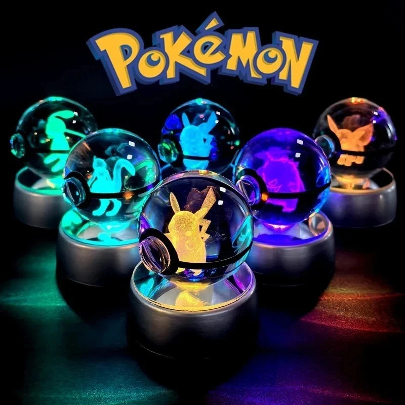 3D Pokemon LED Lamp Crystal Pokeball
