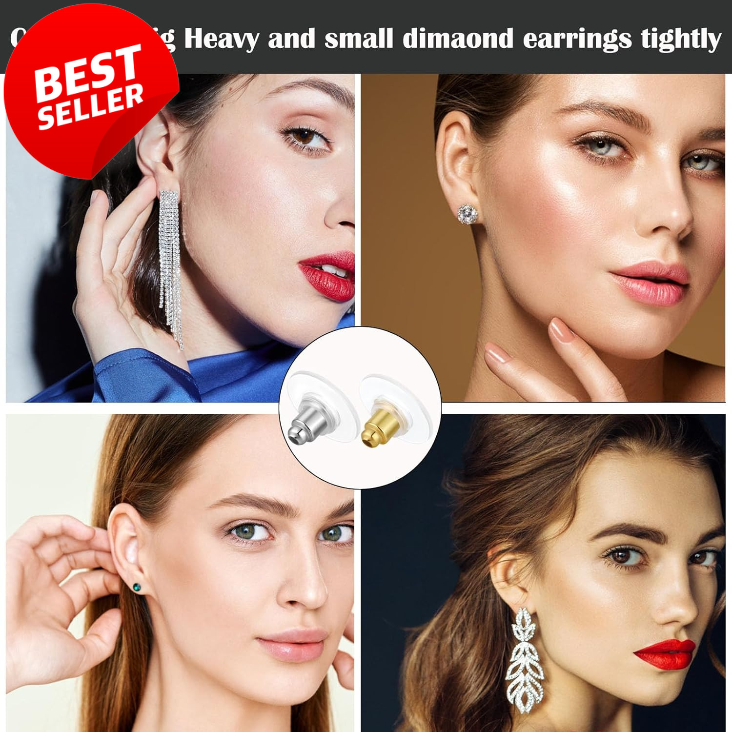100pcs Gold Fishhook Earring Backs Bullet Clutch for Studs & Hoops - US