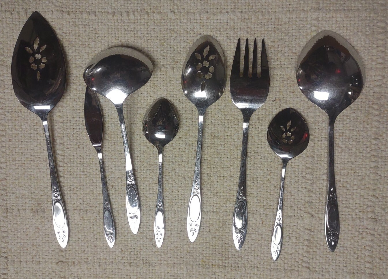 Oneida Community Stainless Flatware Vignette Pattern 8 Different Serving Pieces