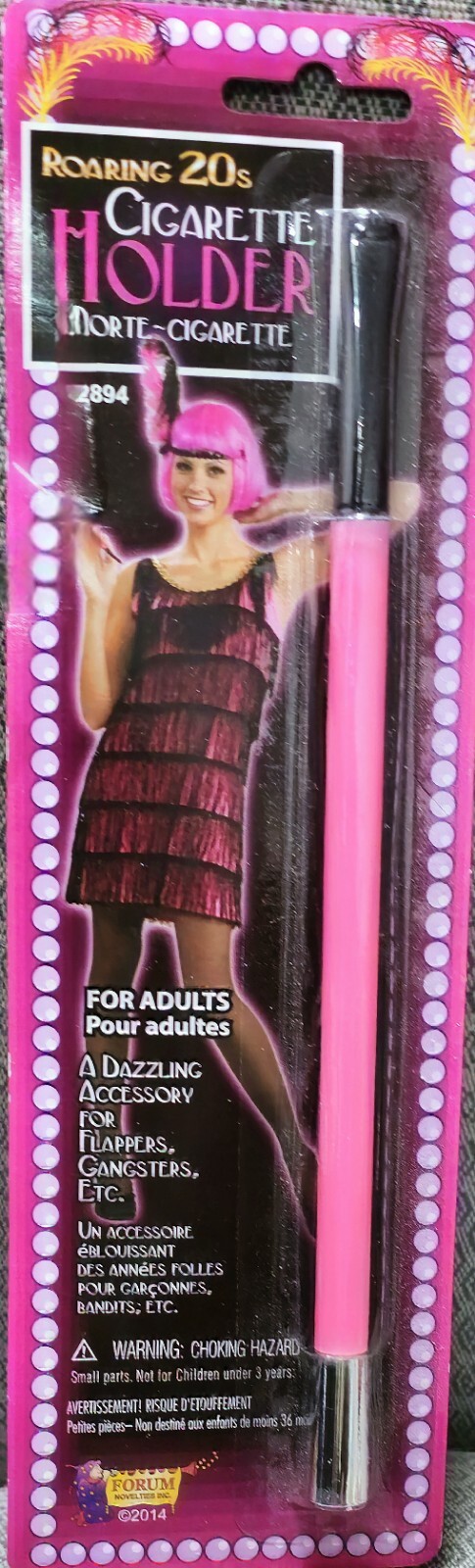 ROARING 20's FLAPPER STYLE LONG PINK CIGARETTE HOLDER COSTUME ACC. by FORUM ~NEW