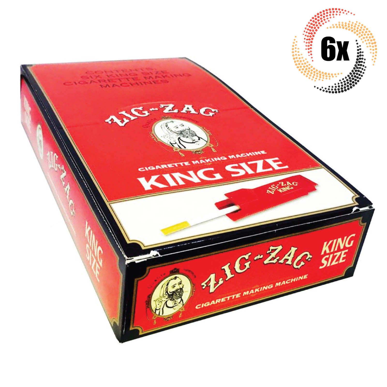 Full Box 6x Machines Zig Zag Injector | King Size | + 2 Rolling Tubes