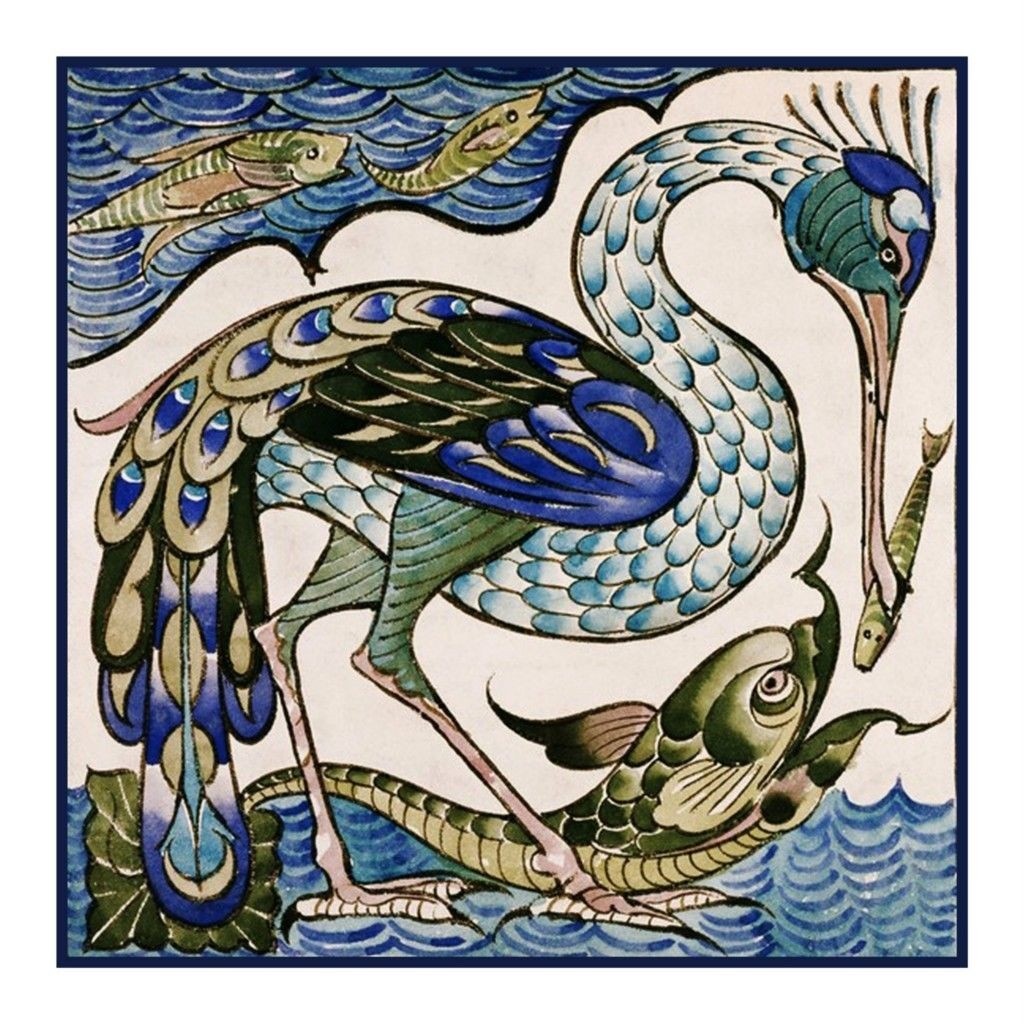 Arts & Crafts William DeMorgan Dolphin and Heron Counted Cross Stitch Pattern