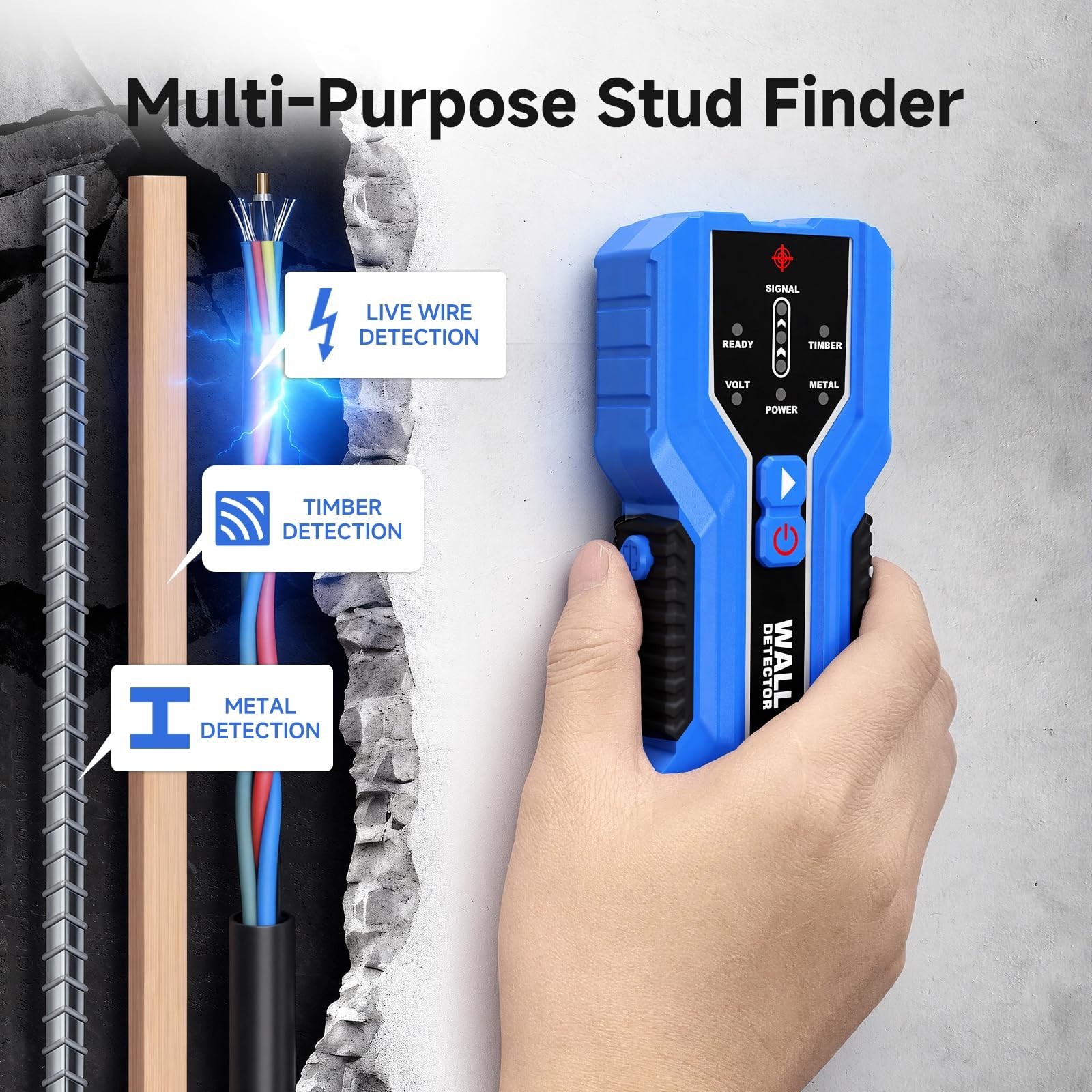 Stud Finder – Electronic Stud Detector with Smart Sensor, 3-in-1 Wall Scanner...