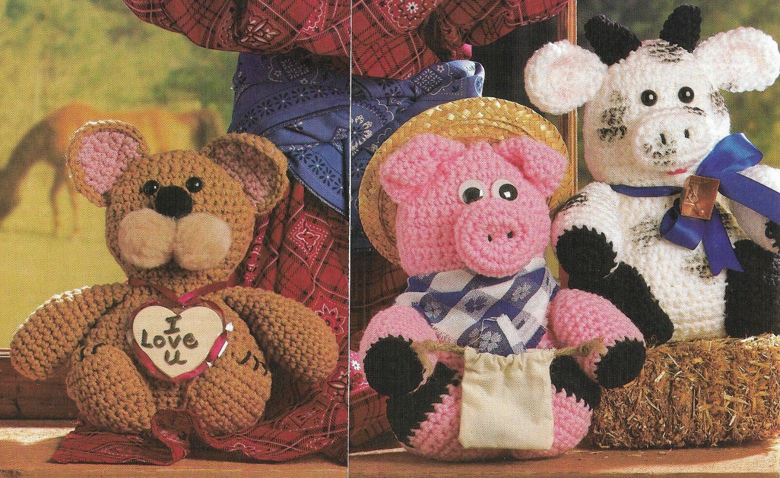 SHELF CRITTERS BEAR PIG & COW TOY DIGEST SIZE CROCHET PATTERN INSTRUCTIONS
