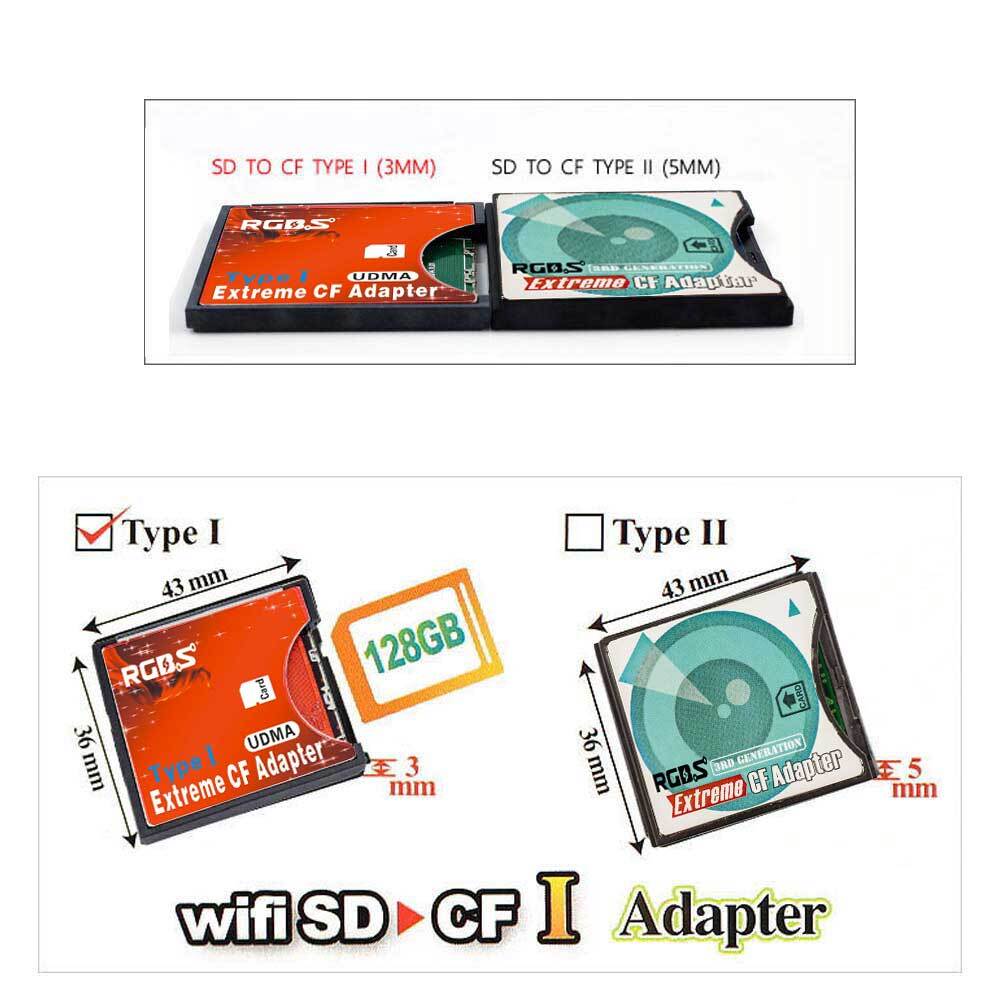 Extreme SDXC SDHC SD to CF Compact Flash Memory Card Type I Reader Adapter
