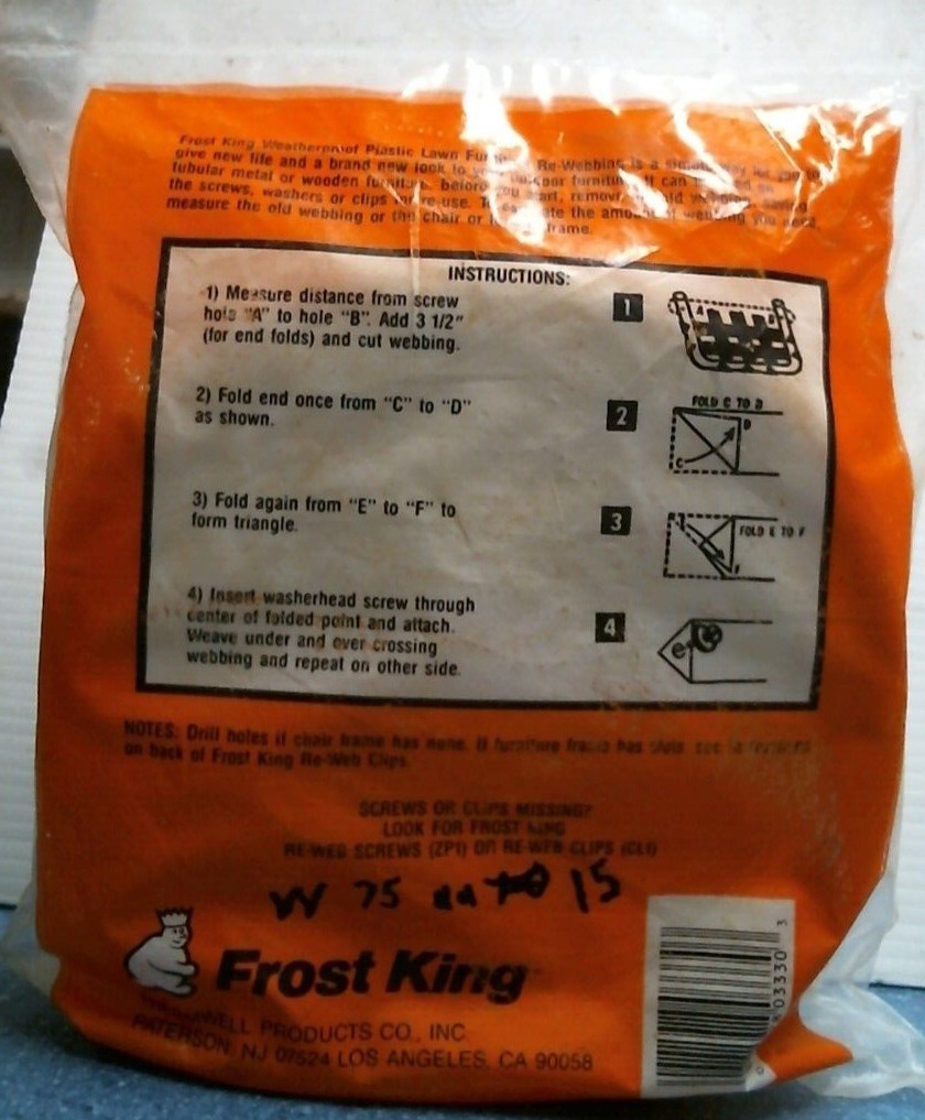 Frost King Lawn Furniture Re-Webbing 2-1/4" w. X 150' l., Yellow (PW150Y) FS