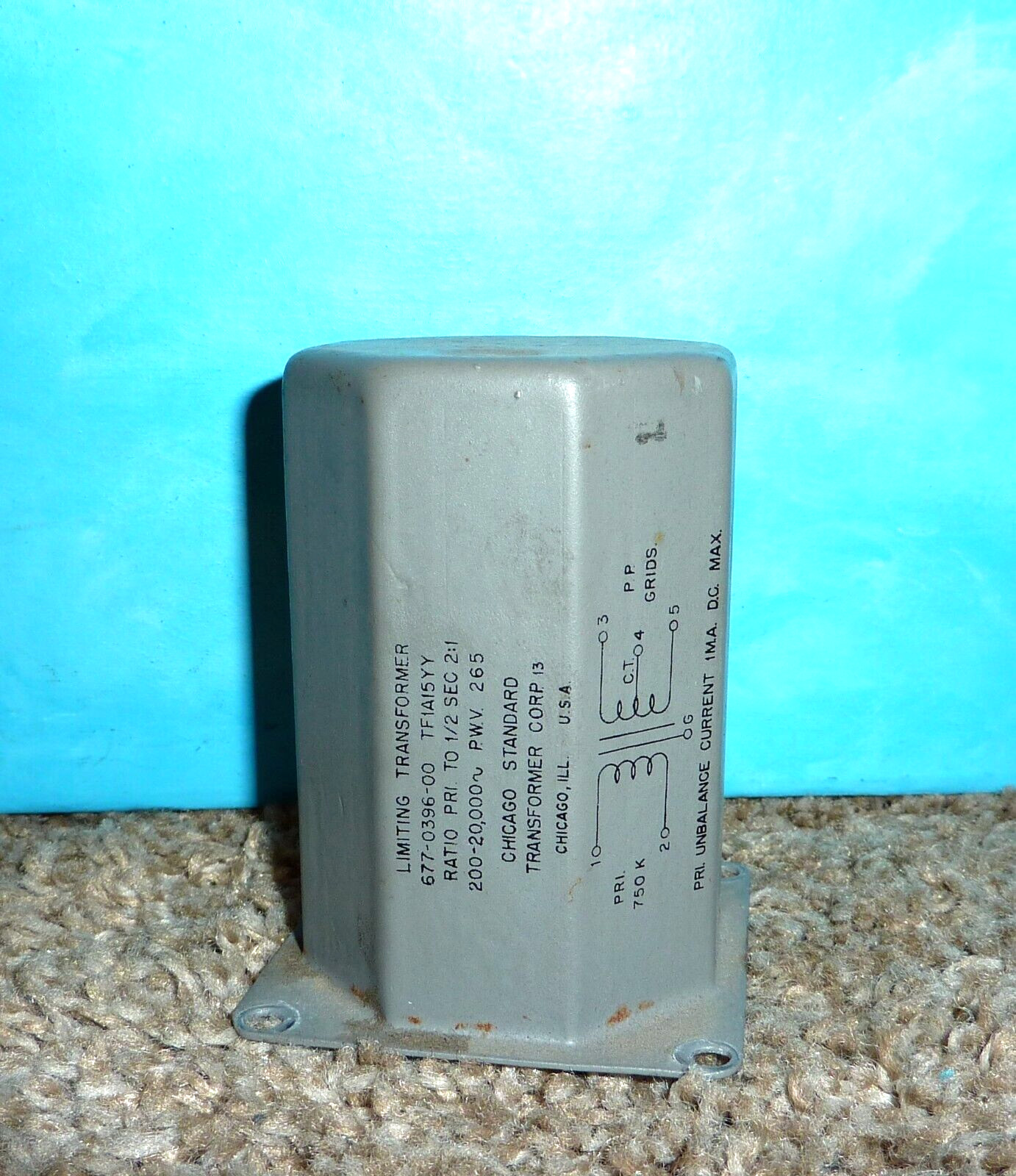 Chicago Limiting Transformer 750KΩ Primary to PP Grids w/CT Hermetic Sealed