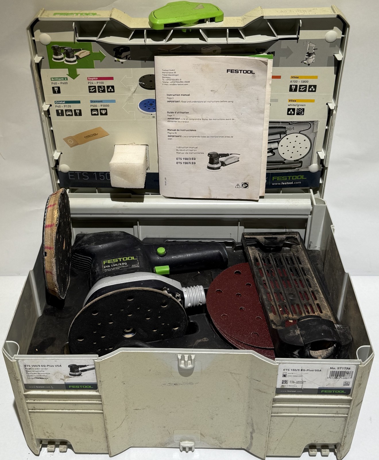 Festool ETS 150/5 EQ-Plus Random Orbital Sander in Case