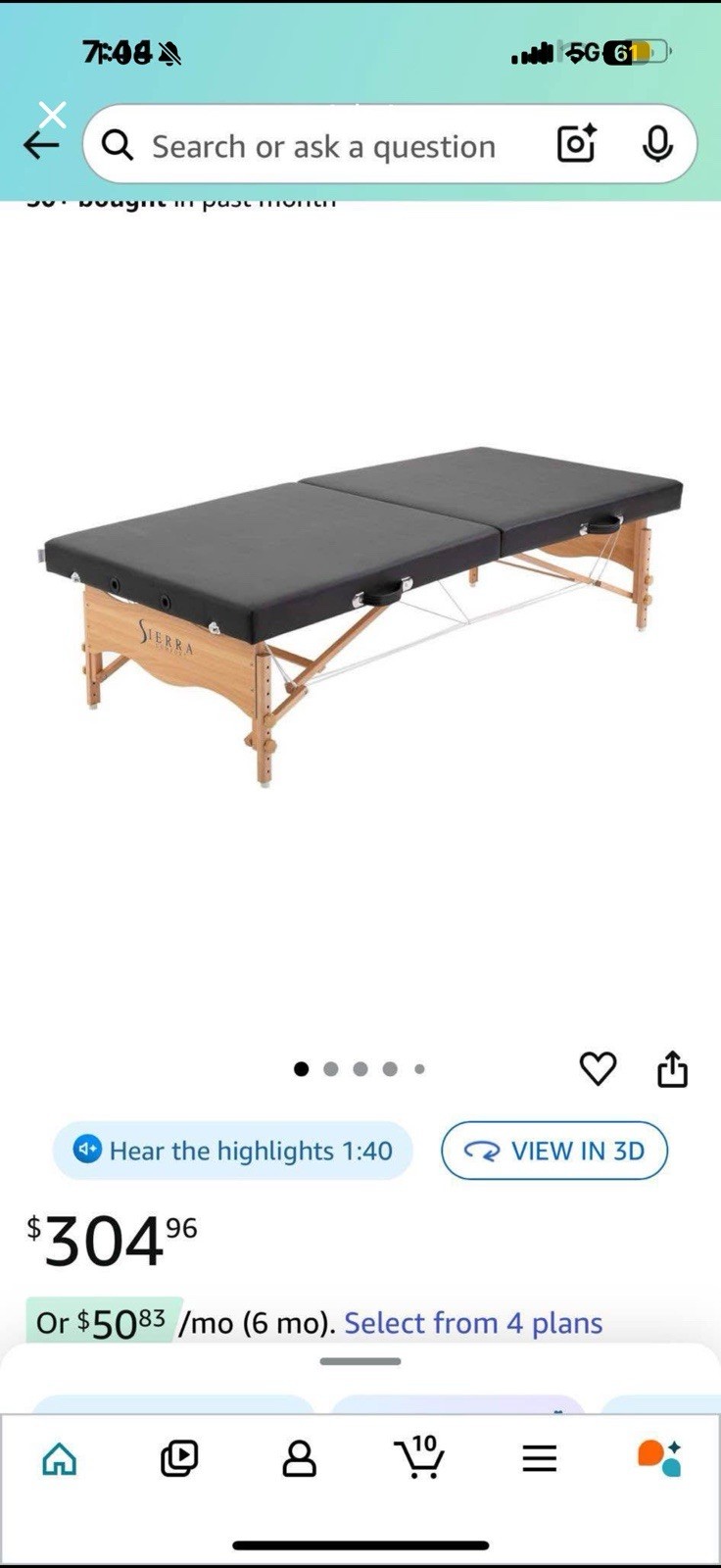 Sierra Comfort Portable Foldable Massage Table Black Wooden Frame Faux Leather