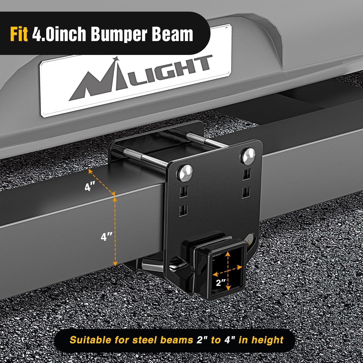 RV Bumper Hitch Receiver Height Adjustable Trailer Hitch Adapter 2" Receiver