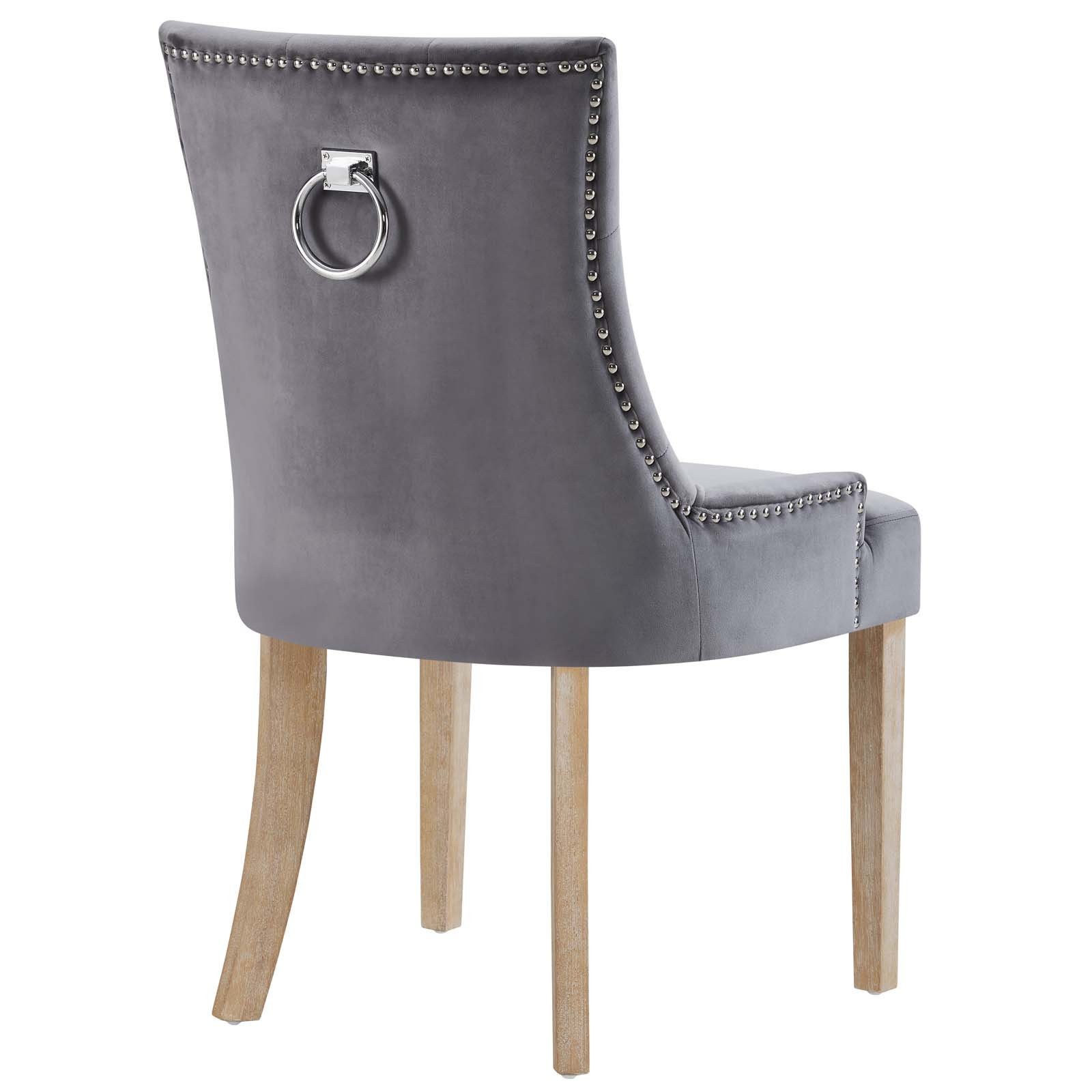 Maklaine Contemporary 19" Performance Velvet Dining Chair in Gray