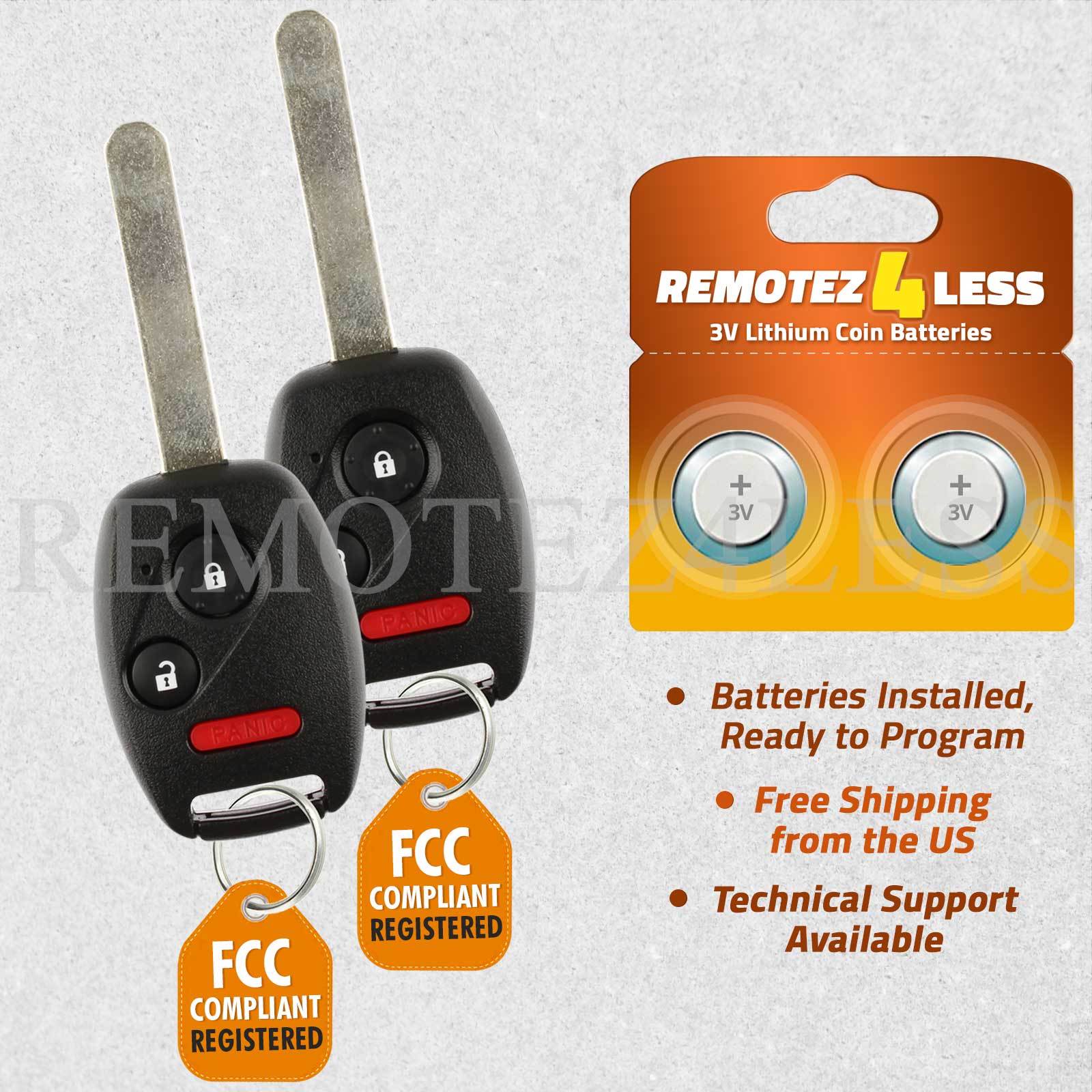 Replacement for Honda CR-V Fit Insight Keyless Entry Remote Car Key Fob Pair
