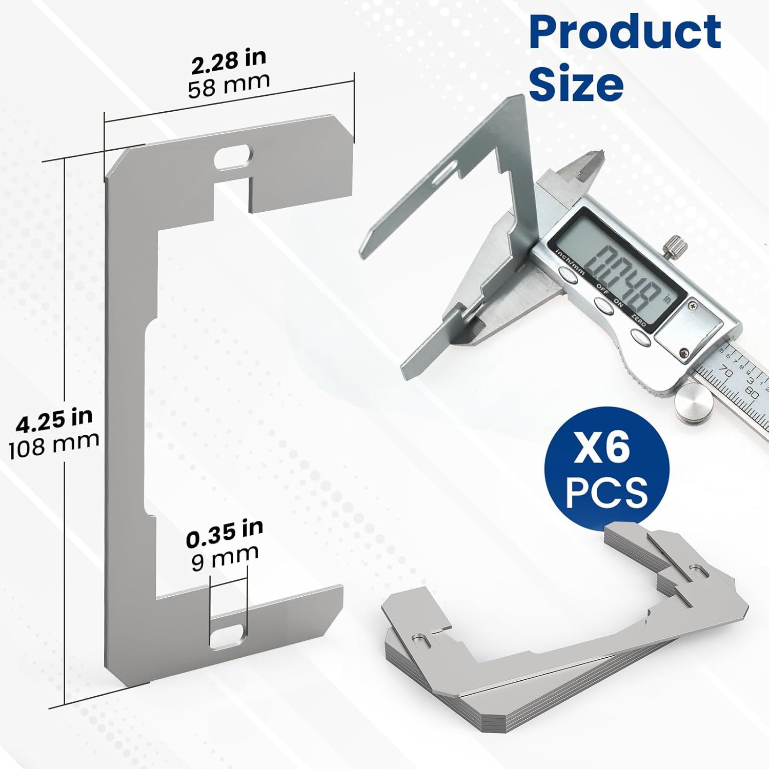 6Pcs Wall Plate Spacer, Metal Flush Fit Device Leveling Plates, Electric Rece...