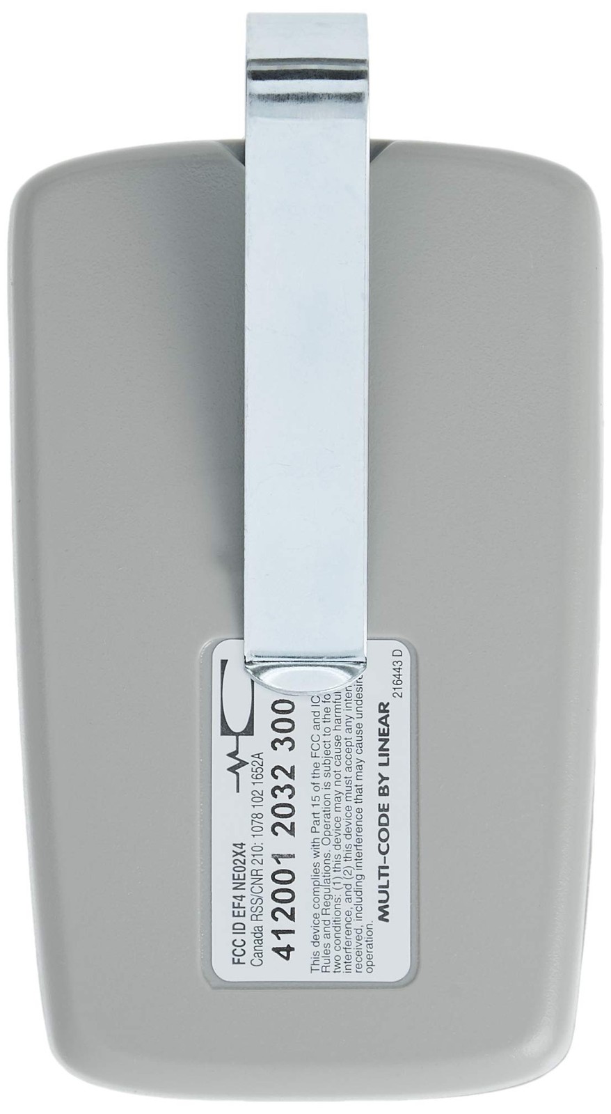 Linear MCS412001 Multi-Code 2-Channel Visor Transmitter, Original Soft Gray