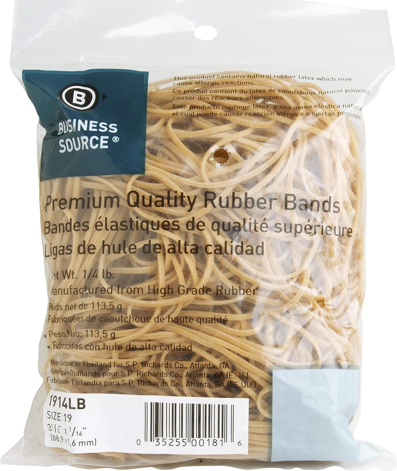 Sustainable 1914LB Natural Rubber Bands, 425 Count - Ideal for Industrial Needs