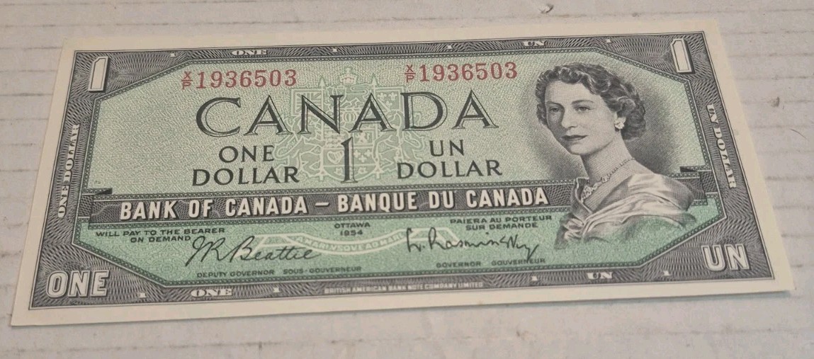 Canada 1 Dollar 1954 Coyne Tower Banknote CRISP!!!!