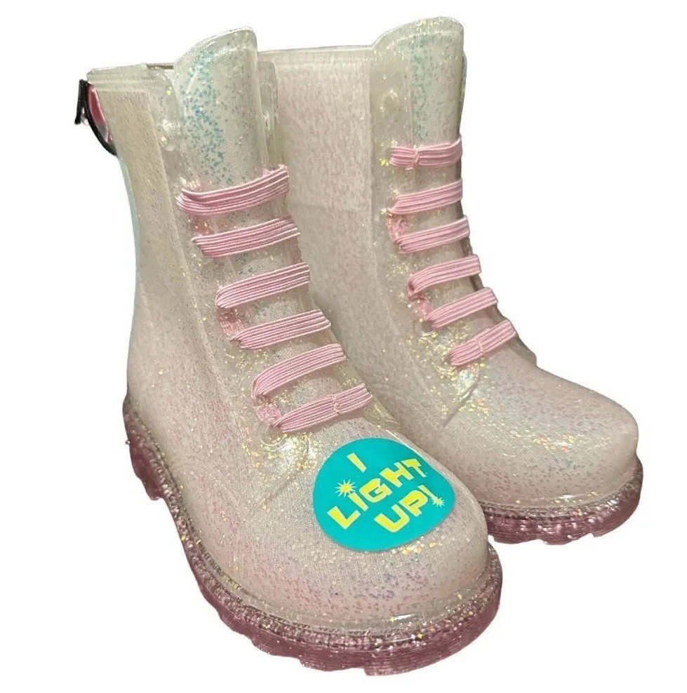 Western Chief Kids Girl's Lighted Combat Boots (Toddlers Size 7 Kids)