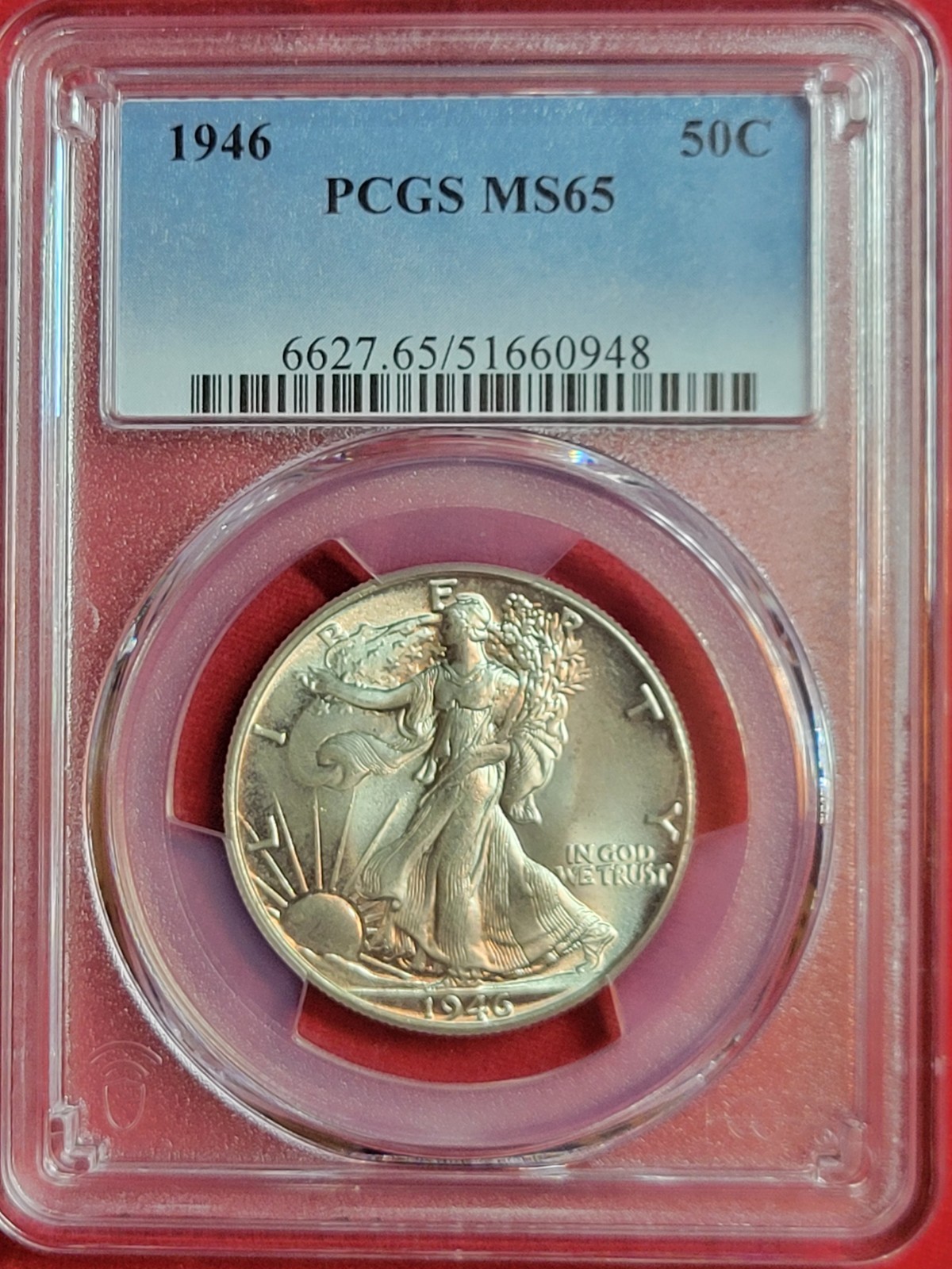 1946 walking liberty half dollar Pcgs MS65