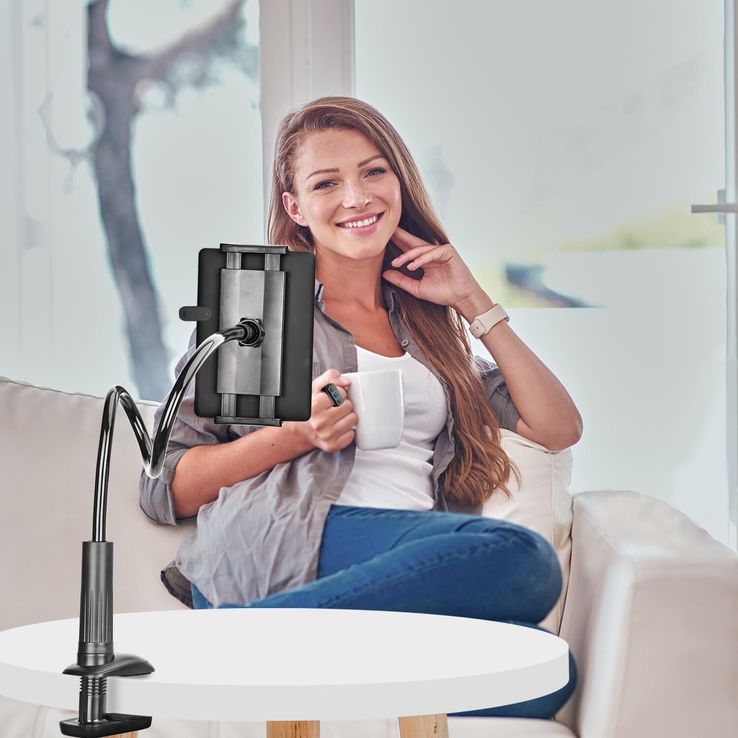 Gooseneck Tablet Stand Kindle Holder For Bed Tablet Stand With Adjustable Flexib