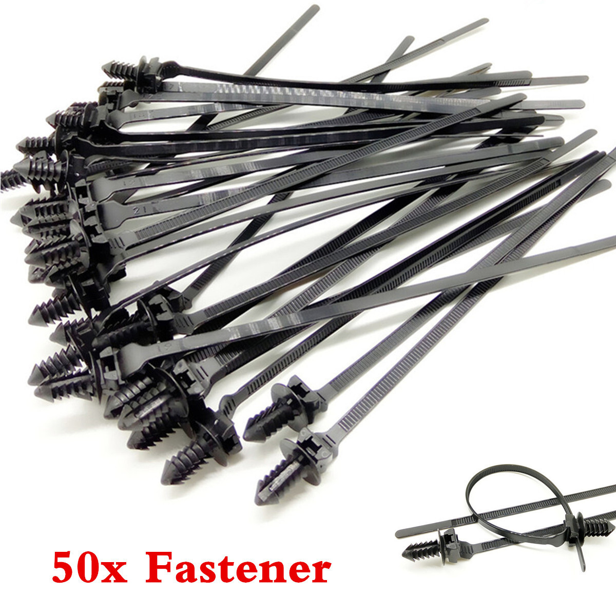 Car Push Mount Zip Ties Nylon Tie Wraps Clip Pipe Cable Fasteners Bundle Kit