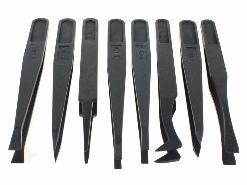 Set of 8 Pcs Plastic Tweezer 4.25" 112mm Anti-static Acid-proof Jewelry Tweezers