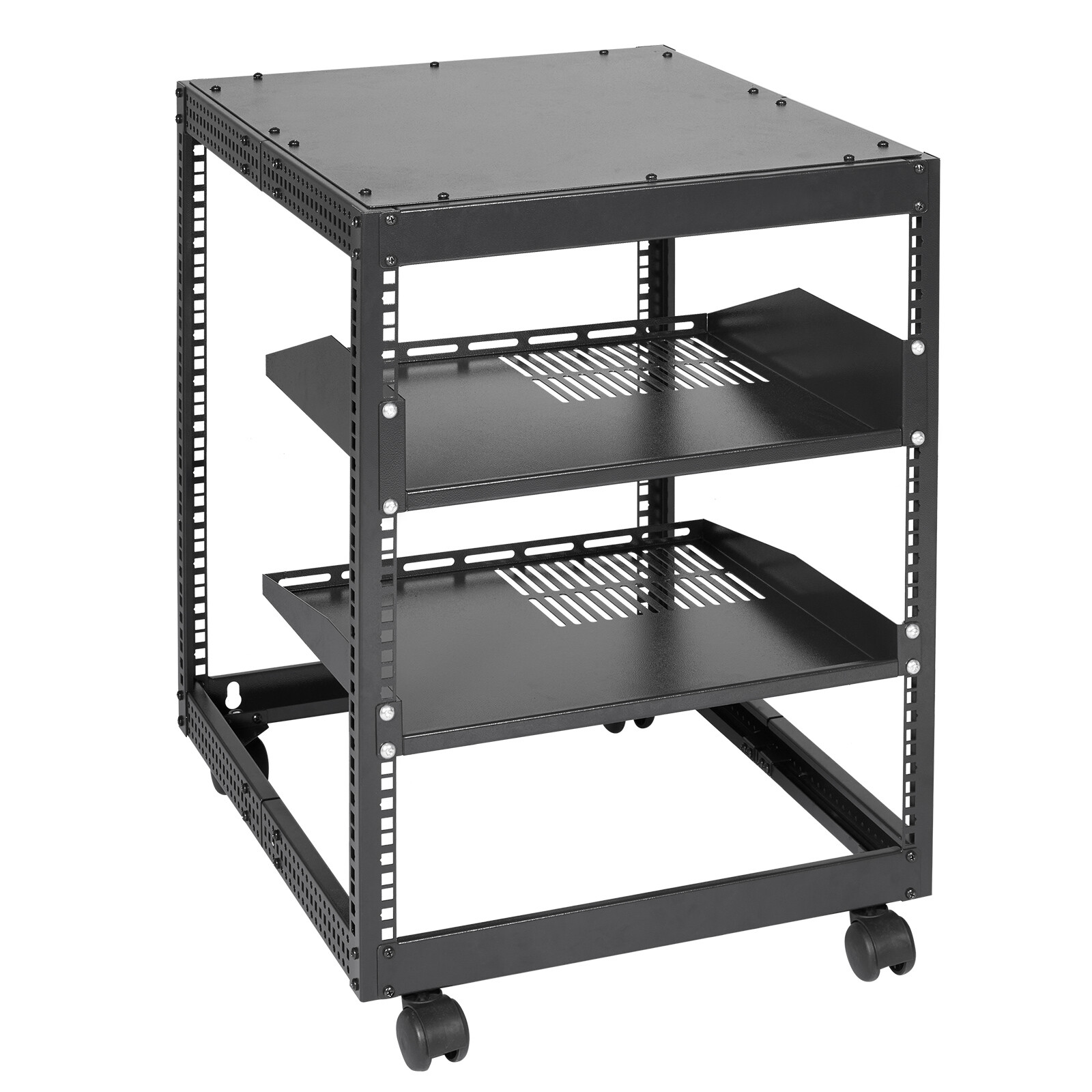 VEVOR 12U 4 Post Open Frame Server Rack Network Enclosure 15''-40'' Adjustable