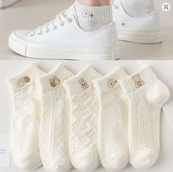 5 Pairs Dreamlikelin Ladies Ankle Socks UK 4–7 – Soft Knit Cute Cartoon Set