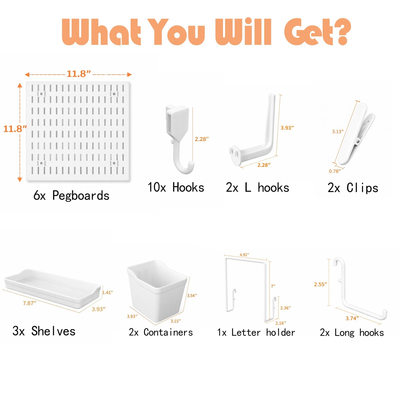 Peg Board, 24"x36" Pegboard Wall Organizer, Includes 6PCS White Peg Boards an...