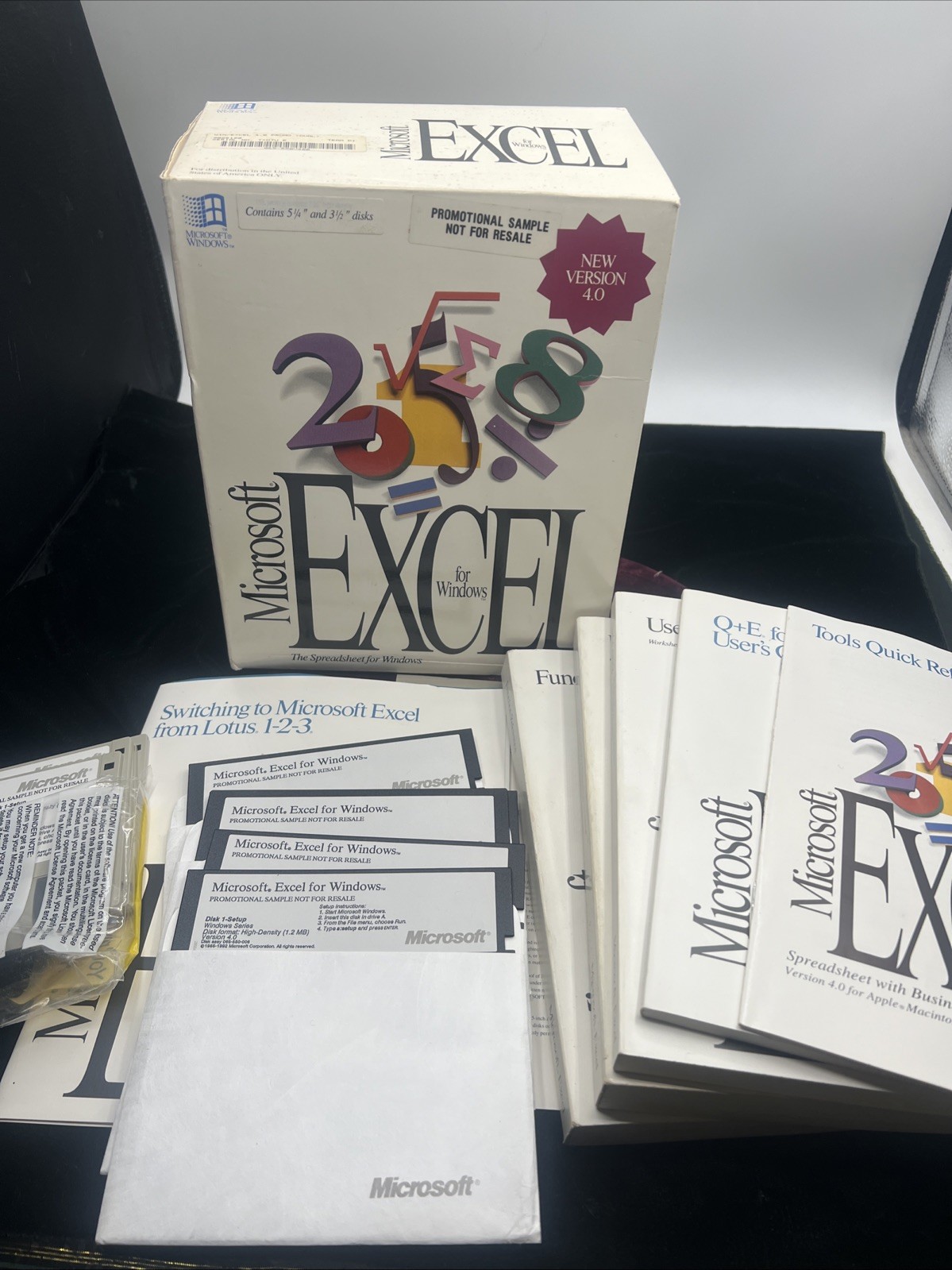 Vtg Microsoft Excel 4.0 Windows Box Set PROMO SAMPLE 1992 3.5" & 5.25" Disks