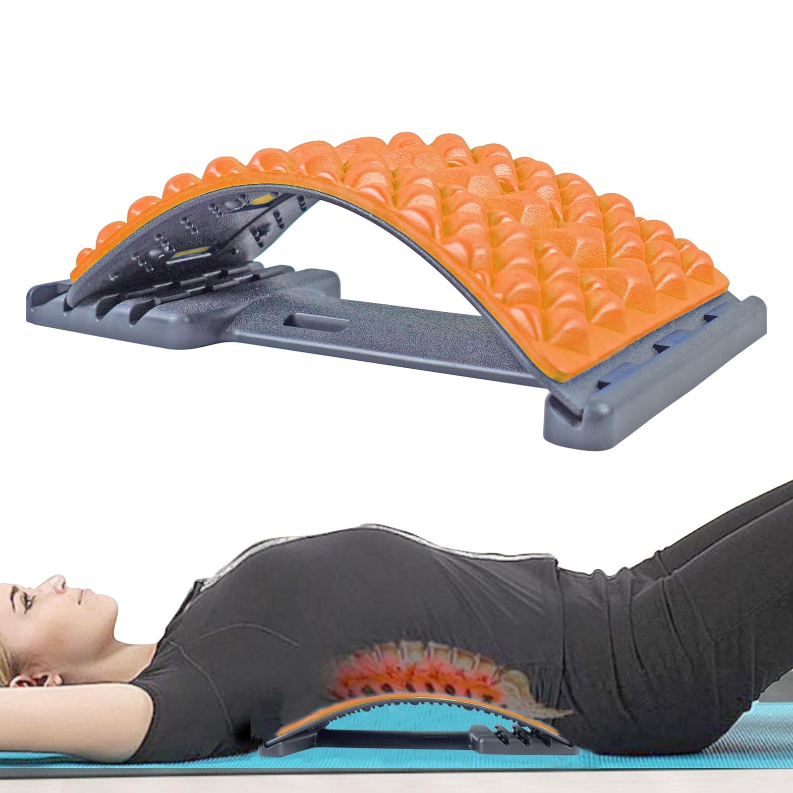 Back Stretcher for Lower Back Pain Relief - 4 Level Adjustable Spine Decompressi