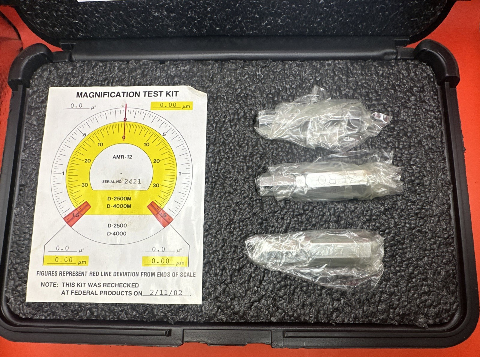 NEW - MAHR FEDERAL AMR-12 MAGNIFICATION TEST KIT D-2500M D-4000M