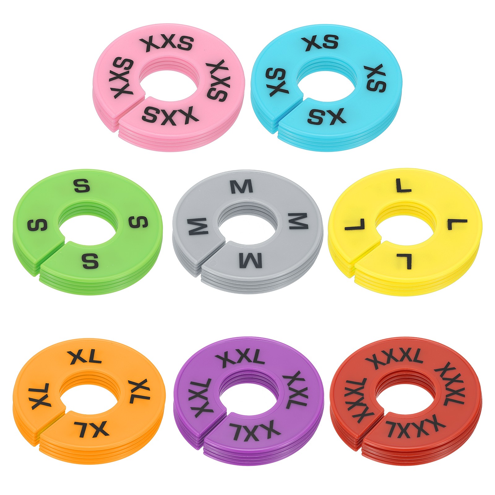 40 Pack Round Clothes Dividers for Hanging Clothes 8 Sizes Multicolored