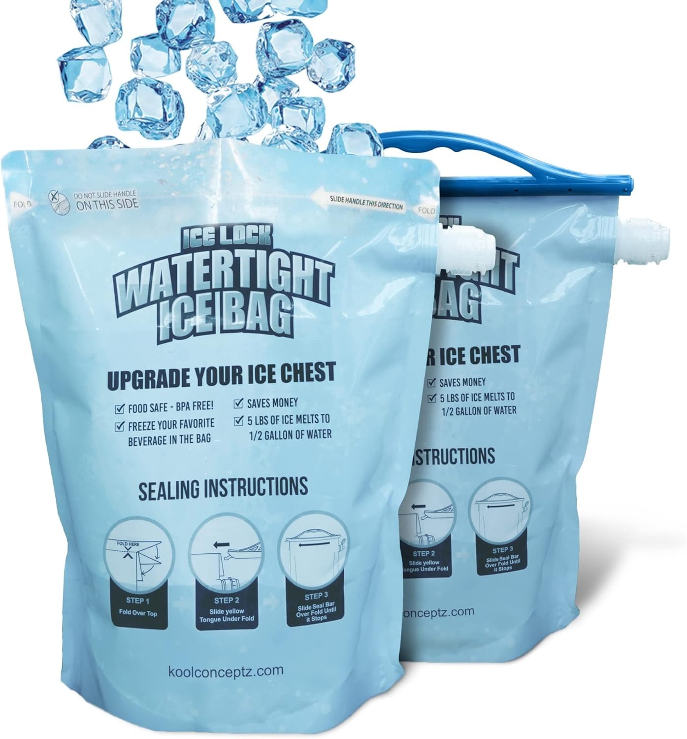 2 Large Leakproof Ice Bags. The Original Reusable Ice Pack For Coolers