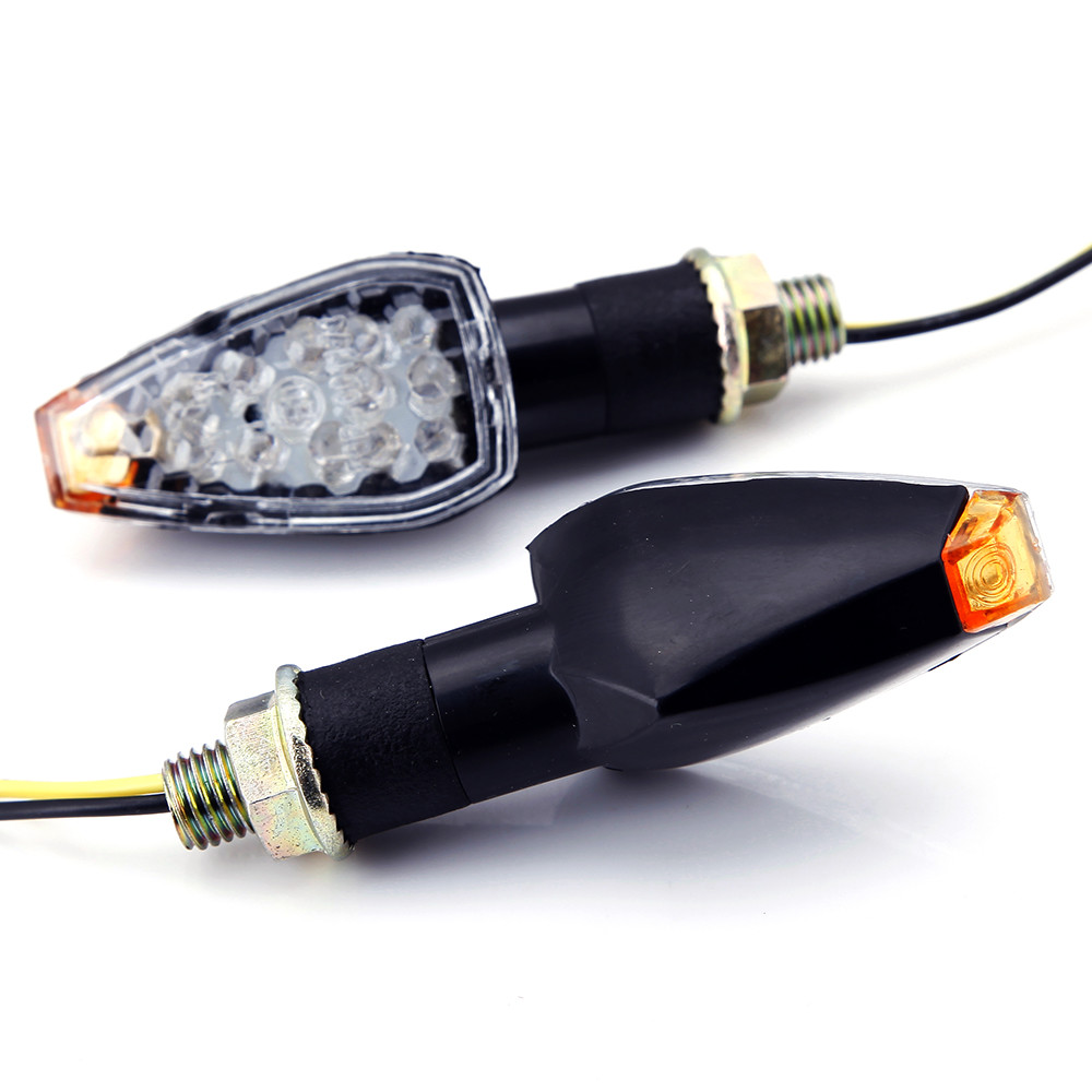 New 2 X 14 LED 12V 2W Mini Motorcycle Bike Turn Signal Indicators Arrow Black HK